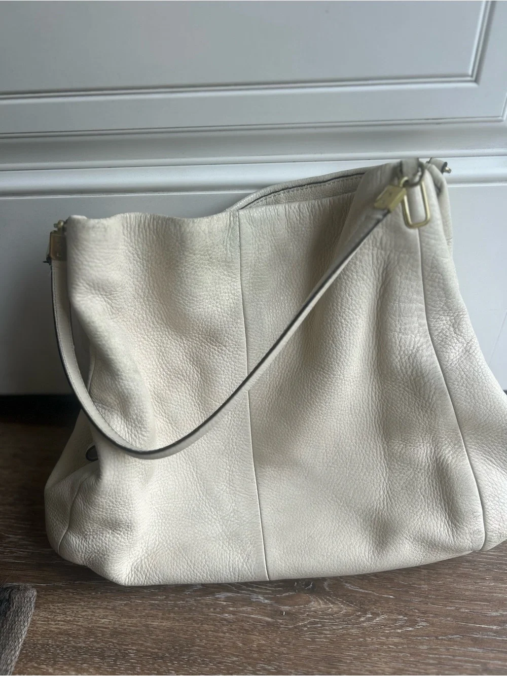 Coach Cream Pebbled Leather Hobo bag
